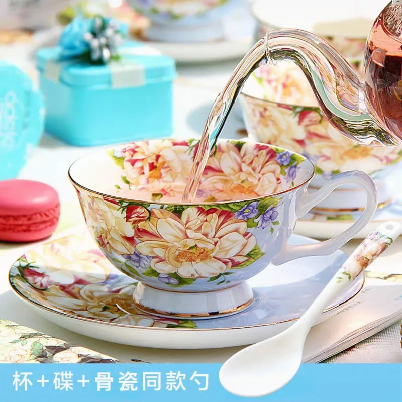 DecorBites™ Bone China Tea Set, 1000ml Resistant Pot & Cup for Afternoon Tea