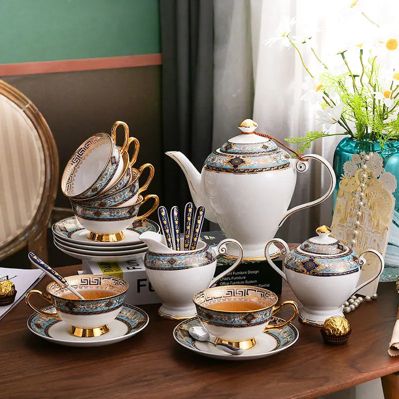 DecorBites™ Bone China Tea Set: Elegant European Ceramic Coffee Porcelain Teaware