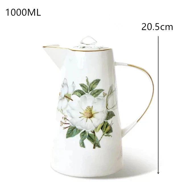 DecorBites™ Bone China Tea Set, 1000ml Resistant Pot & Cup for Afternoon Tea