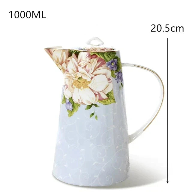 DecorBites™ Bone China Tea Set, 1000ml Resistant Pot & Cup for Afternoon Tea