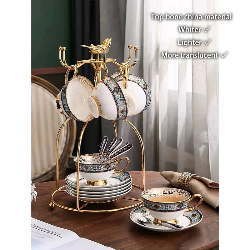 DecorBites™ Bone China Tea Set: Elegant European Ceramic Coffee Porcelain Teaware