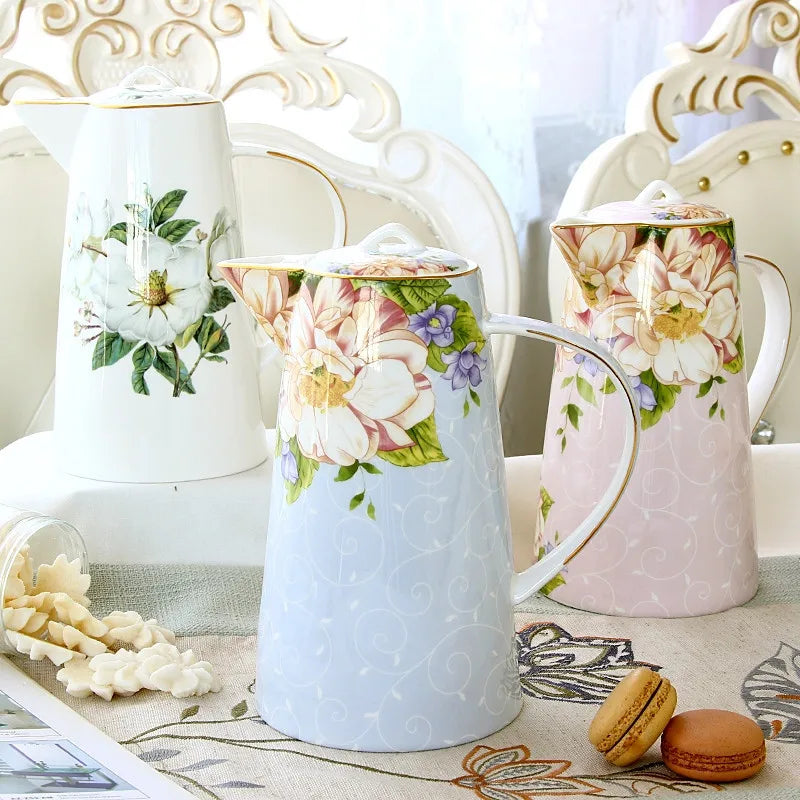 DecorBites™ Bone China Tea Set, 1000ml Resistant Pot & Cup for Afternoon Tea