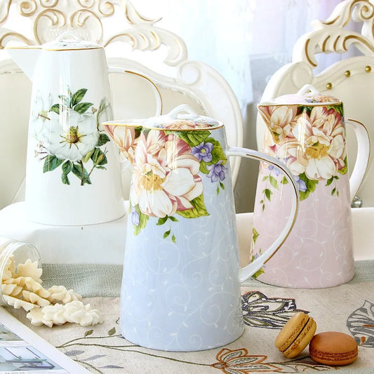 DecorBites™ Bone China Tea Set, 1000ml Resistant Pot & Cup for Afternoon Tea