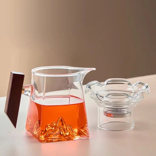 DecorBites™ Glass Kung Fu Tea Cup Set with Handle and Filter, 350ml