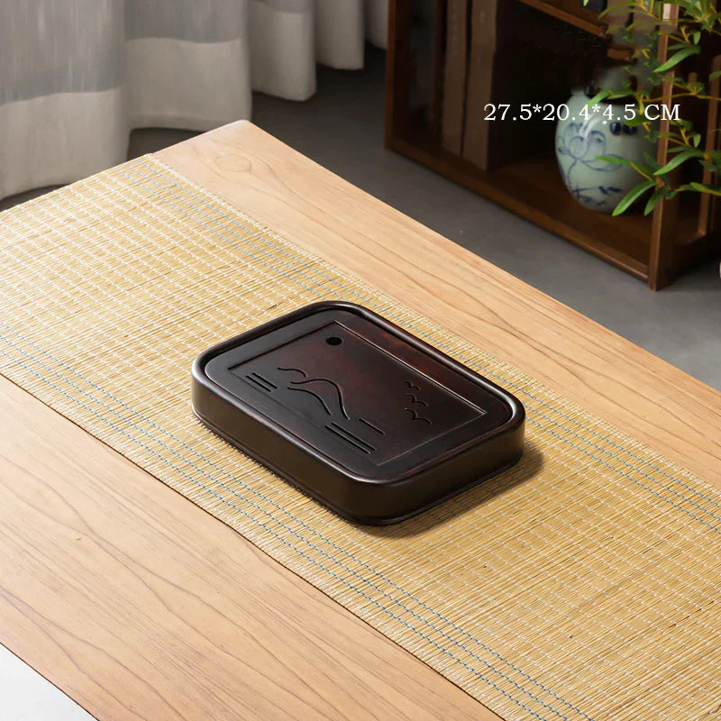 DecorBites™ Bamboo Tea Tray: Dual Purpose Teaware Holder with Water Storage and Drainage