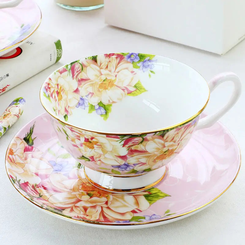 DecorBites™ Ceramic Afternoon Tea Set with Spoon - Elegant Tea Cup, Saucer, and Mug Combo