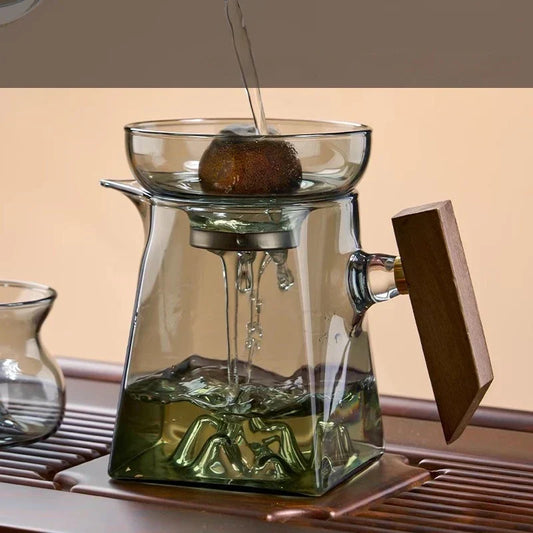 DecorBites™ Glass Kung Fu Tea Cup Set with Handle and Filter, 350ml