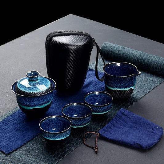 DecorBites™ Chinese Kung Fu Ceramic Tea Set Teapot Gaiwan Porcelain Teaset Drinkware
