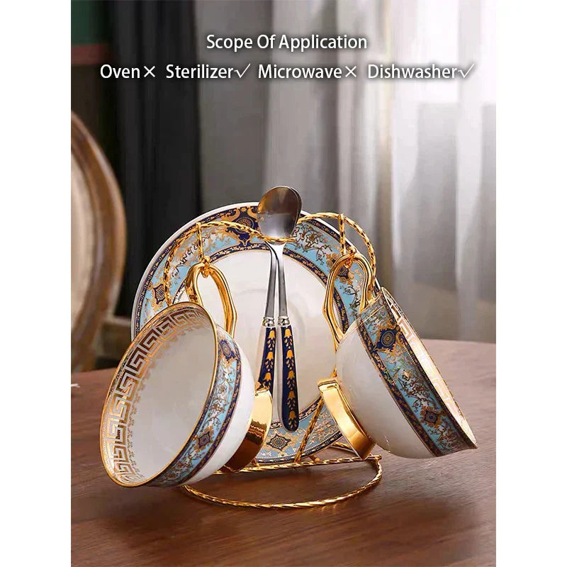 DecorBites™ Bone China Tea Set: Elegant European Ceramic Coffee Porcelain Teaware