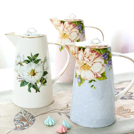 DecorBites™ Bone China Tea Set, 1000ml Resistant Pot & Cup for Afternoon Tea