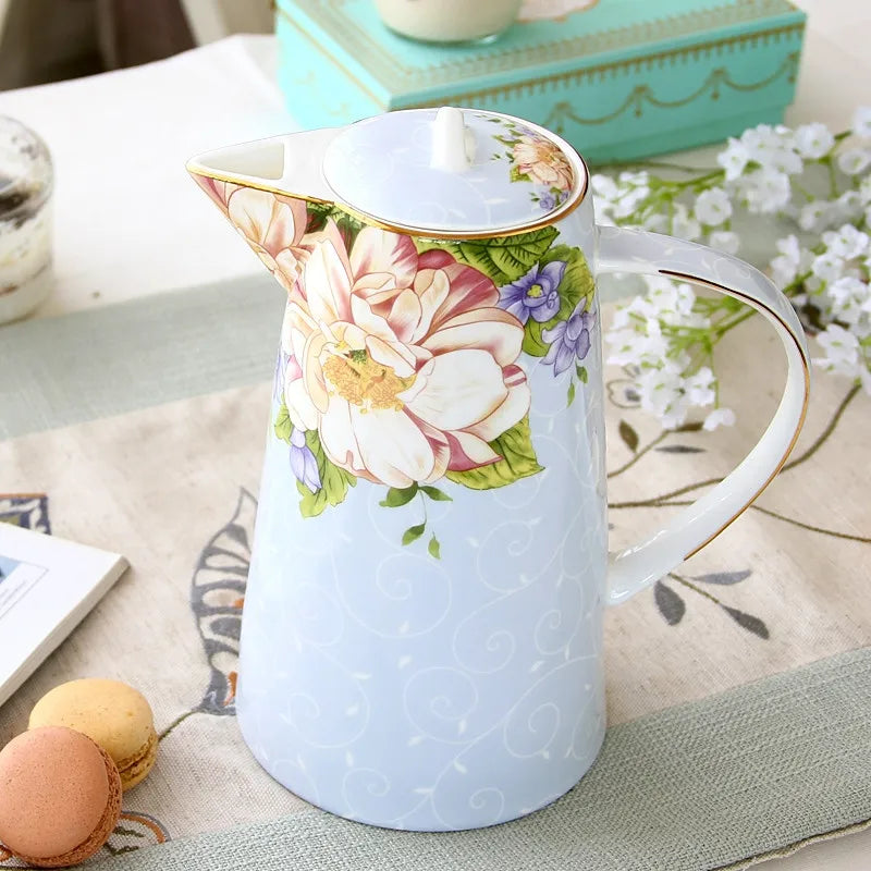 DecorBites™ Bone China Tea Set, 1000ml Resistant Pot & Cup for Afternoon Tea