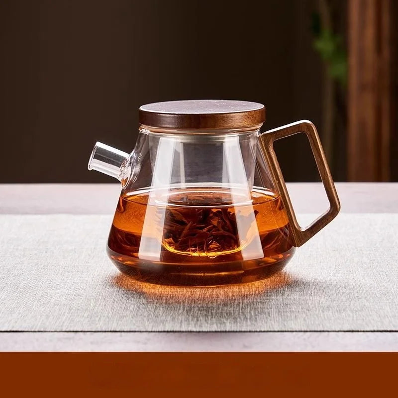 DecorBites™ Glass Teapot Set Clear Teacup Kung Fu Tea Maker Milk Rose Set