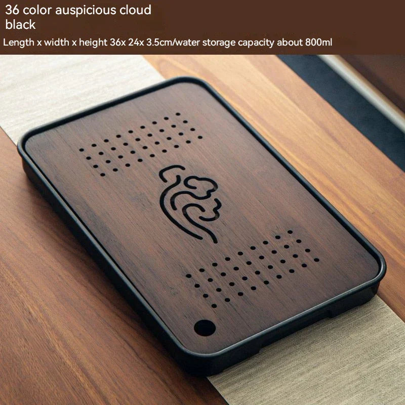 DecorBites™ Bamboo Tea Tray: Simple Kung Fu Tea Set, Dual Wet/Dry Use, Efficient Storage