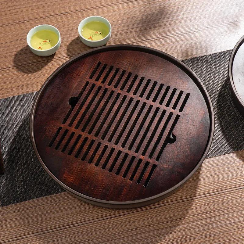 DecorBites™ Bamboo Tea Tray Drainage Storage Kung Fu Tea Set Household Board