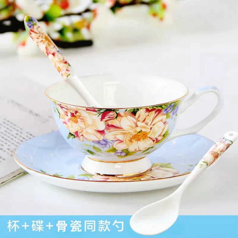 DecorBites™ Bone China Tea Set, 1000ml Resistant Pot & Cup for Afternoon Tea