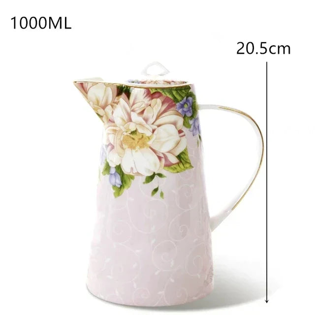 DecorBites™ Bone China Tea Set, 1000ml Resistant Pot & Cup for Afternoon Tea