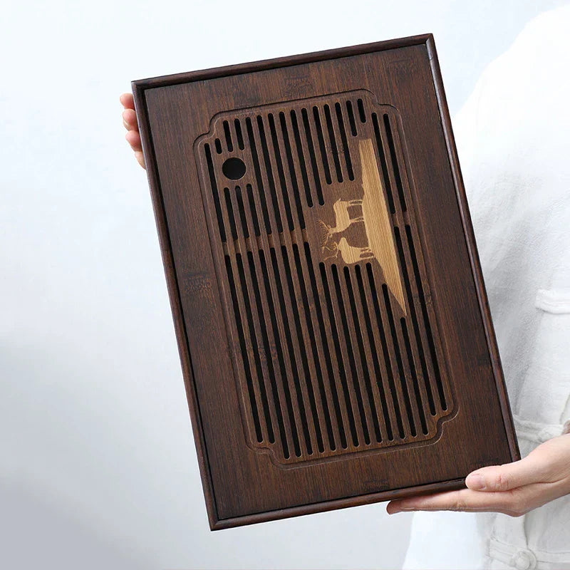 DecorBites™ Bamboo Tea Tray: Natural, Rectangular Tea Board for Kung Fu Tea Set