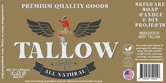 Unscented Beef Tallow - 2 Pounds | 100% Natural & Pure - Blinks Emporium