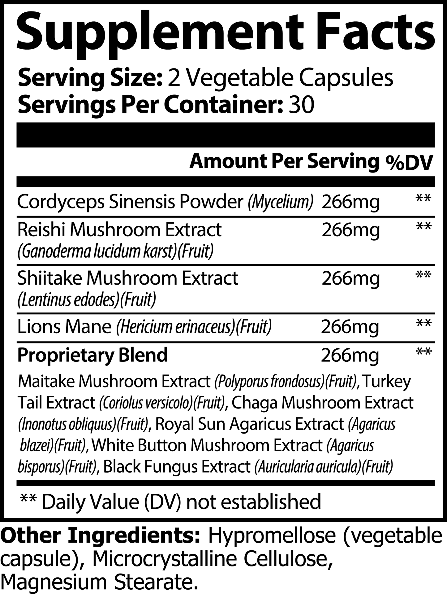 Mushroom Complex Supplement - 10X