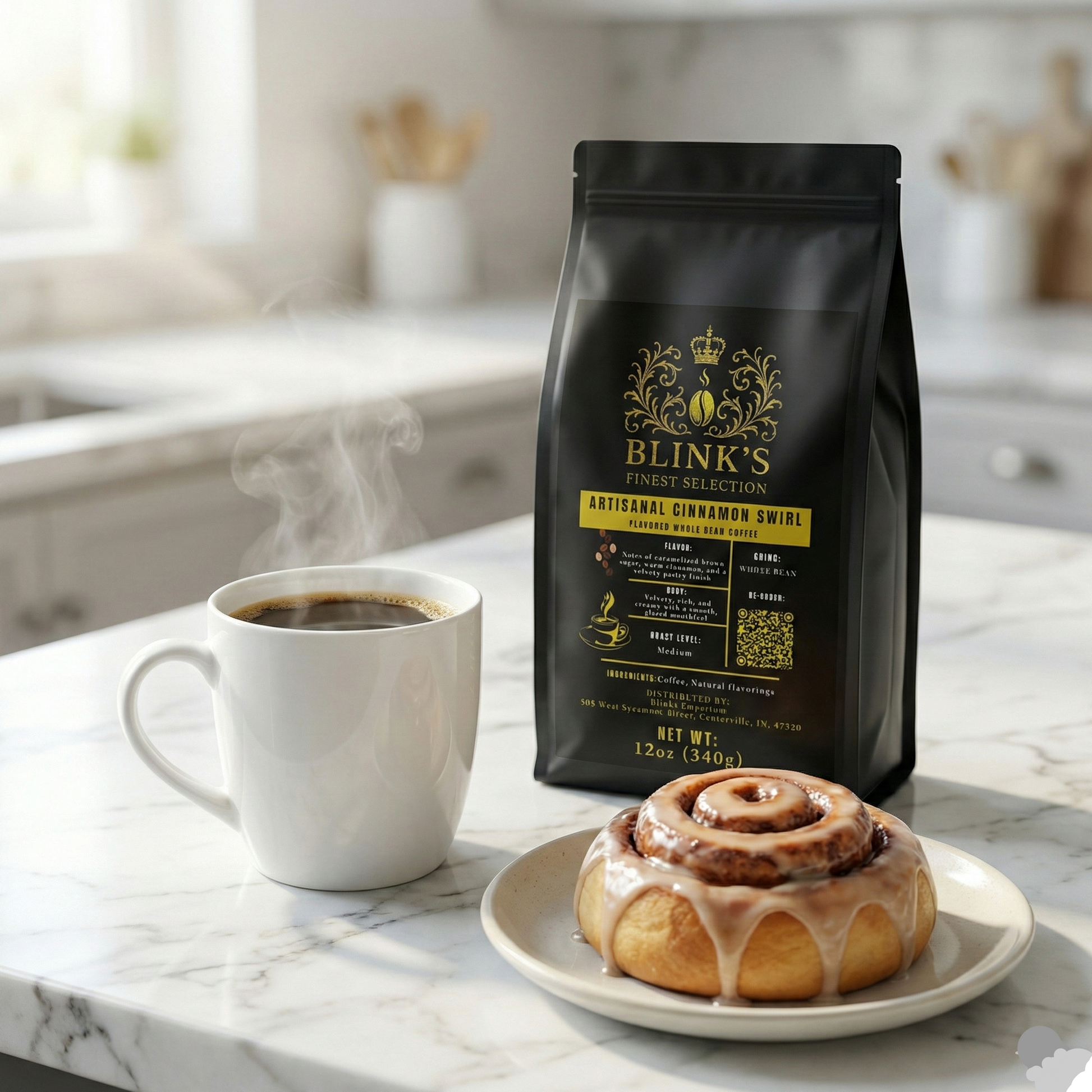 Artisanal Cinnamon Swirl specialty coffee display - blinks emporium