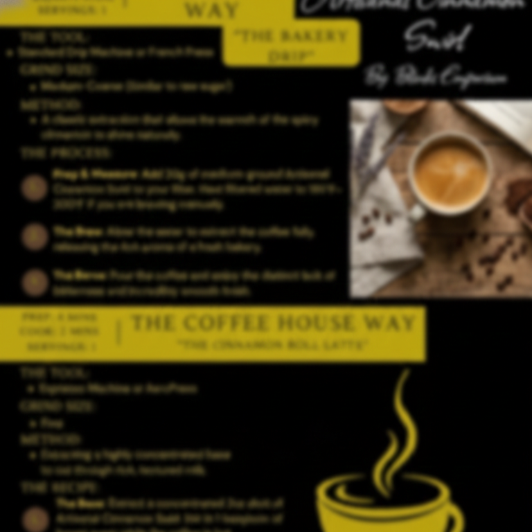 Artisanal Cinnamon Swirl digital barista guide and coffee recipe card - blinks emporium