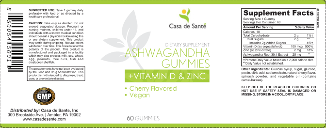 Ashwagandha Gummies with Vitamin D & Zinc, Vegan