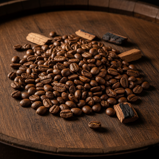 Close up of Aged Highland Cask coffee beans - blinks emporium