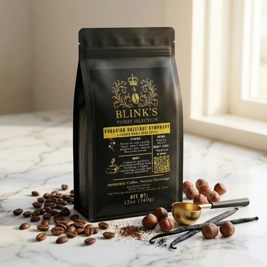 Bavarian Hazelnut Symphony coffee bag with vanilla beans and hazelnuts - blinks emporium