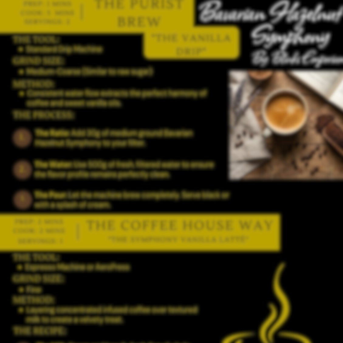 Bavarian Hazelnut Symphony digital barista guide and coffee recipe card - blinks emporium