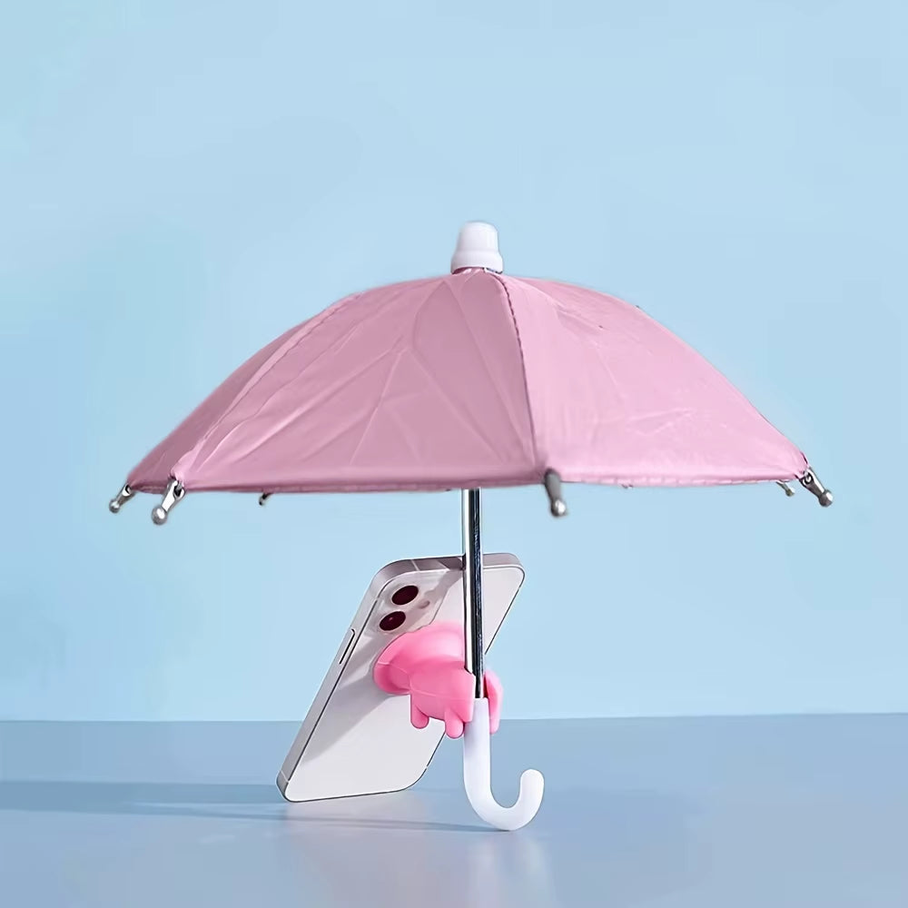 Compact Smartphone Umbrella with Suction Cup Mount, Outdoor Anti-Glare Sunshade, and Anti-Reflective Screen Protector