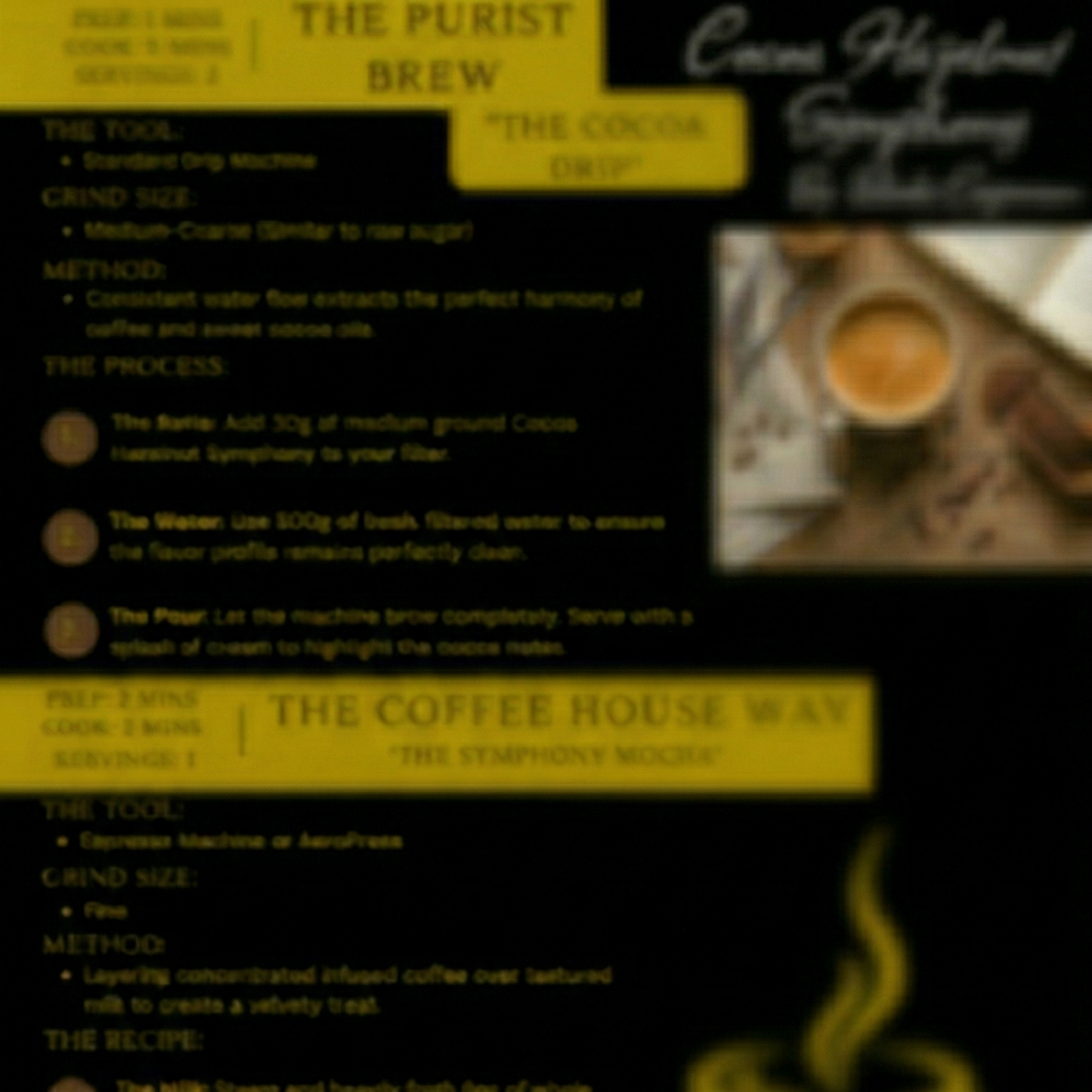Cocoa Hazelnut Symphony digital barista guide and coffee recipe card - blinks emporium