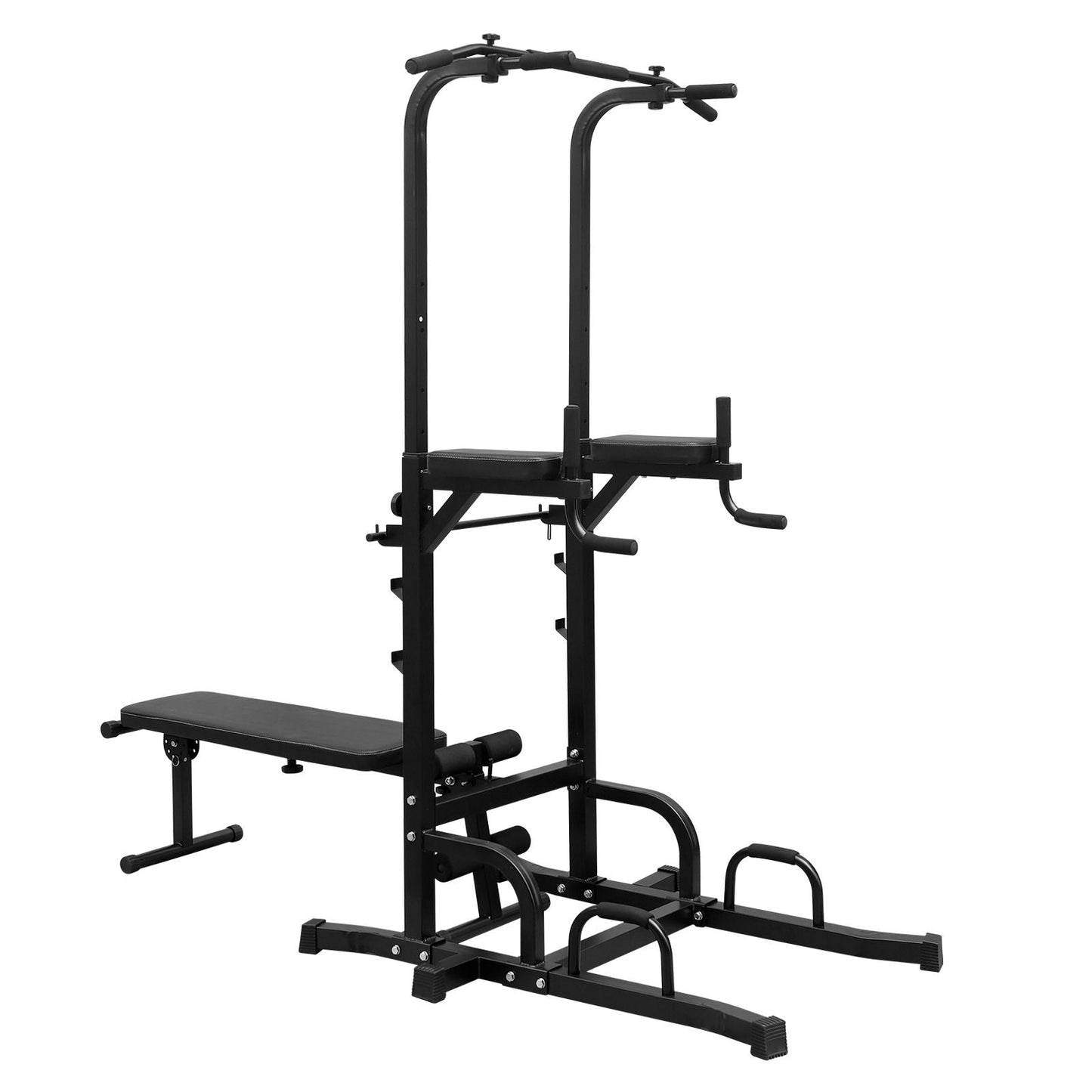 Power Tower Dip Station with Bench Pull Up Tower Bar Stand Adjustable Height Heavy Duty Multi-Function Fitness Training Equipment for Home Office Gym