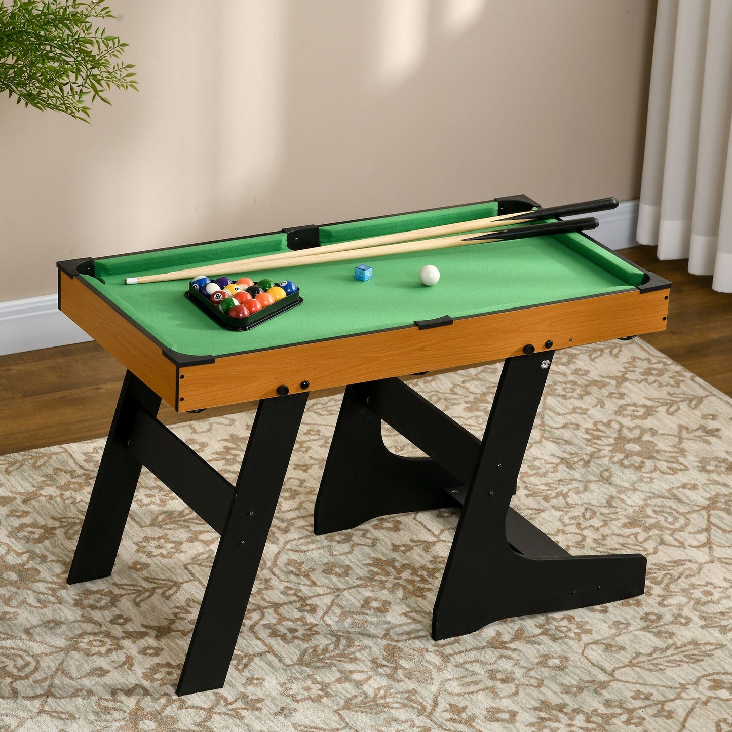 38" Foldable Billiards Tabletop Game, Pool Table Set, Fun for the Whole Family with Easy Folding for Storage, Balls, Cues, Chalk, Brush for Game Room, Man Cave - Blinks Emporium