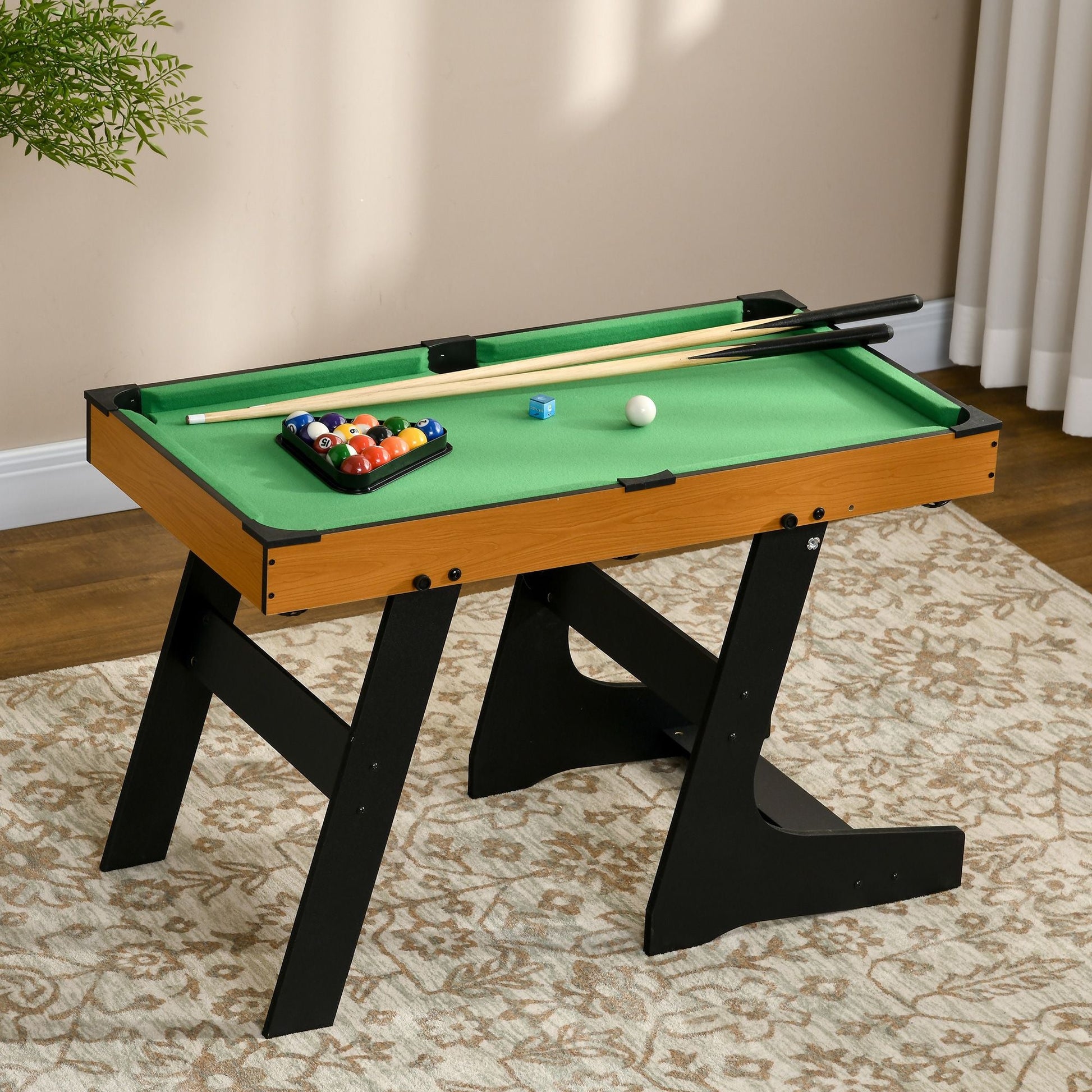 38" Foldable Billiards Tabletop Game, Pool Table Set, Fun for the Whole Family with Easy Folding for Storage, Balls, Cues, Chalk, Brush for Game Room, Man Cave - Blinks Emporium