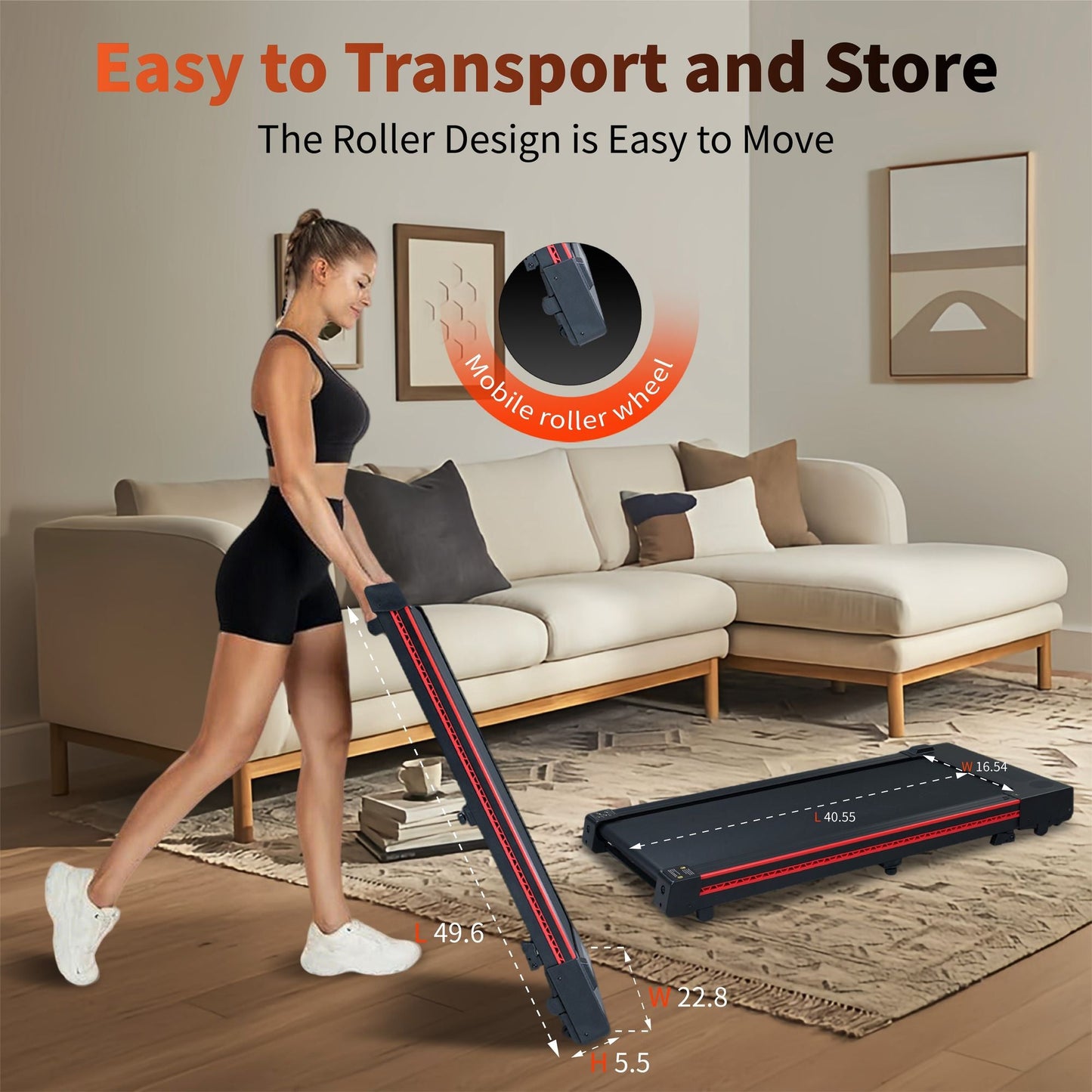 Walking Pad Treadmill with 10° Incline, Remote Control 3HP Portable Compact Treadmills for Home Office, Treadmill 264 lb Capacity, LED Display