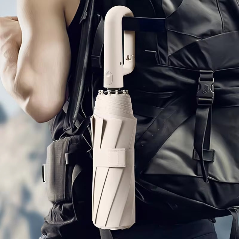 30-Bone Windproof 105CM Reinforced Automatic Folding Umbrella for Men with Large Buckle Handle, Wind and Water Resistant