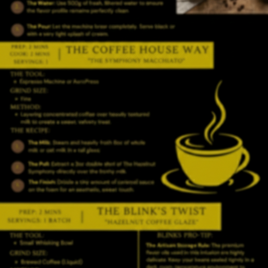 Hazelnut Symphony digital barista guide and coffee recipe card - blinks emporium