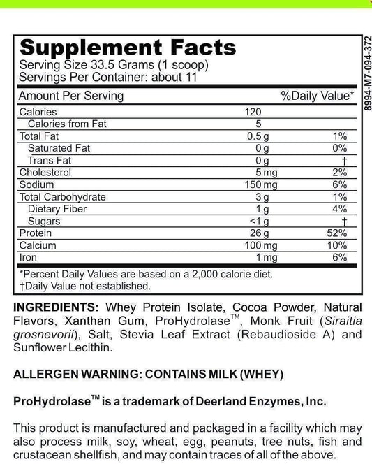 Gut Friendly Whey Protein Isolate Low FODMAP Certified, Paleo, Keto (Chocolate)