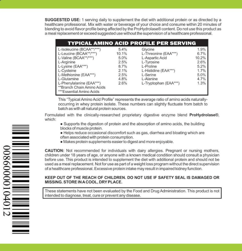 Gut Friendly Whey Protein Isolate Low FODMAP Certified, Paleo, Keto (Vanilla)
