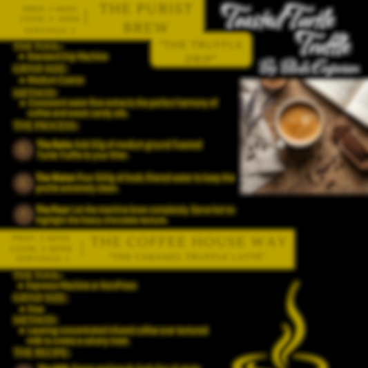 Toasted Turtle Truffle digital barista guide and coffee recipe card - blinks emporium